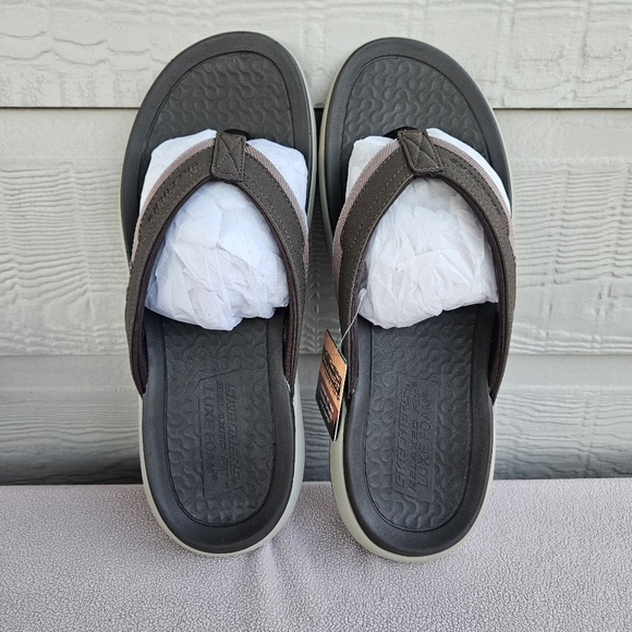 Skechers Silva Falco Thong Flip Flop Sandal Men 12 Brown Relaxed Fit Vegan - Picture 8 of 11